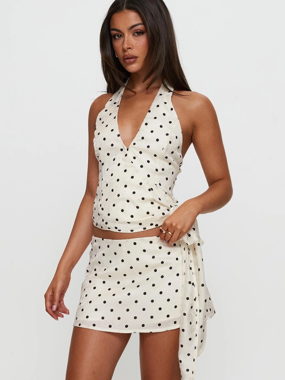 NWT Princess Polly Beffanie Polka Dot Halter Top & Mini Skirt Set Size 6